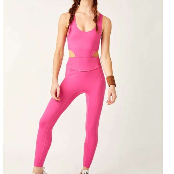 Free People Movement Back it Up Onesie Jumpsuit Dragonfruit Size Small - Picture 1 of 9